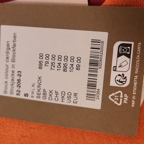 NWT Gudrun Sjoden Colorblock Cardigan Sweater Small - Picture 3 of 5